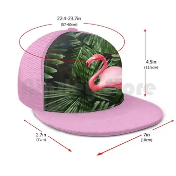 Troopiline Flamingo Ja Õie Palm Tree Jätab Roheline Must Baseball Cap Unisex Silma Vabaaja Prindi Reguleeritav Troopiline Vihmamets