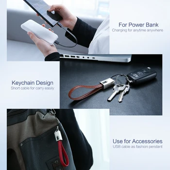 2A Võtmehoidja Nahast Kaabel Micro C-Tüüpi USB-Kaabel iPhone xiaomi Samsung Huawei Jaoks Telefoni Andmeid USB-C Nööri Kiire Laadimine Kaablid