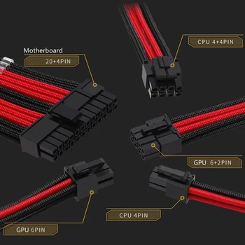 Meeste ja Naiste Võimu Laiendamine Kaablite komplekt kasutada 24Pin Emaplaadi /8Pin CPU /8Pin GPU /18AWG Transfer Cable / Pikkus 30cm