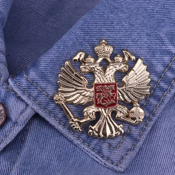 Vene Kotkad Rinnamikrofon Pin-Topelt Otsaga Kull Pääsme Metallist Sõjaväe Suveniiride kogumine
