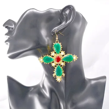 Uute tulijate Vintage Roheline Crystal Pearl Risti Tilk Kõrvarõngad Naistele Barokk Bohemian Suured Pikad Kõrvarõngad Ehted Brincos 2019