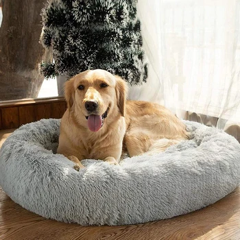 Uus Palus rahulik sügav uni donut lemmiklooma maja, ultra pehme faux karusnaha ringi koer, kass voodi soe hubane mugav maja kohev suur koer voodis