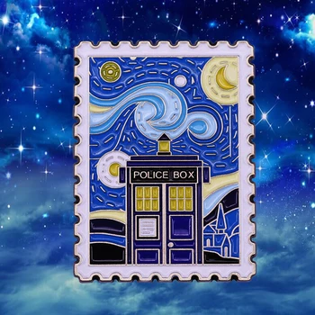 Van Gogh Starry Night Politsei-Box Emailiga Pin-film & maali kunst Tarvik