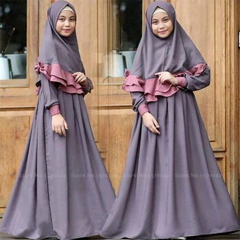 Abaya Lapsed Moslemi Kleit Tüdruk Lapsed Dubai Seal Kaftan Islami Riided Ramadan Kimono Jubba Lähis-Ida Sall Fashion Streetwear
