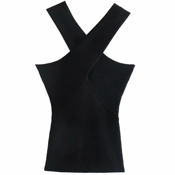 ZREDARA Kevadel/Suvel 2021 uus crossover design pullover olkaimeton solid color base silmkoelised camisole top
