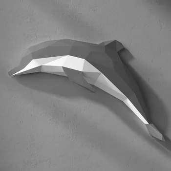 Papercrafts Dolphin 3D Raamatu Skulptuur Loomade Mudel DIY Geomeetriline Origami Home Decor elutuba Seina Kaunistamiseks Käsitöö