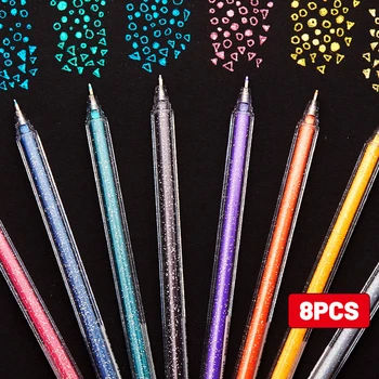 8 Värvi Glitter Pen Markeri Värvi Muutmine Flash Sm Geel Pliiatsid Joonis Külalisteraamatusse Album Teataja DIY Kirjatarvete Kooli