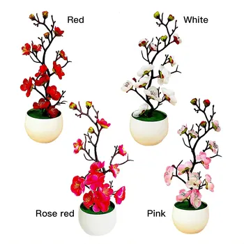 Ploomi-Kirsi Õied Kunstlik Siidist Lilled Poti Taime Plastikust Branch Pool Pulm Diy Kodu Tabel Decor Võltsitud Lilled