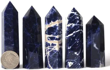 1TK Loomulik Sodalite Gemstone Crystal Kuusnurkne Tõi Reiki Tšakra Lihvitud Prisma Võlukepp Kivi Home Decor