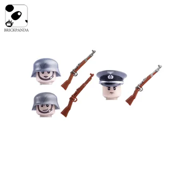 WW2 saksa Sõjaväe Sõdurid ehitusplokid Minifigs Armee Jalaväe Relvi Relv Osad Puit Tera 98k Mini Tellised Laste Mänguasjad