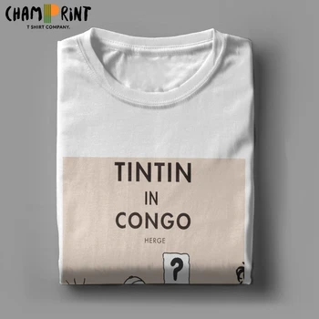 Tintin Kongos T-Särgid Meeste Puhtast Puuvillast Hipster T-Särk O Kaela Adventures of Tintin Tees Lühikesed Varrukad Riided Suur Suurus