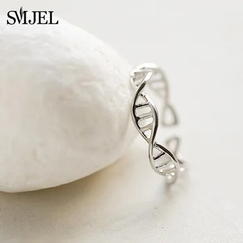 SMJEL Science Keemia Hõbedane-Kroomitud Rõngad Naiste Molekul DNA-Infinity Avatud Sõrme Sõrmus Reguleeritav Ehted Kingitus