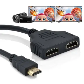 HDMI Splitter, 1 Sisend Meeste ja 2 Väljund Naine Port Kaabel Adapter Converter 1080P Converter Ühendage Kaabel Juhe ping