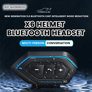 Viimane X6 5.0 Bluetooth Mootorratta Bluetooth Intercom Kiivri peakomplekti ja Traadita Veekindel Sisetelefoni Kõrvaklapid 1500mAh
