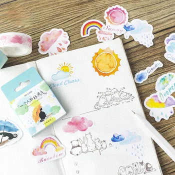 Jaapani Paberi Väike Väike Kastid Dekoratiivsed Reisi Ilm Teataja Päevik Tüdruk Kleebised Scrapbooking Kirjatarvete Kirjed