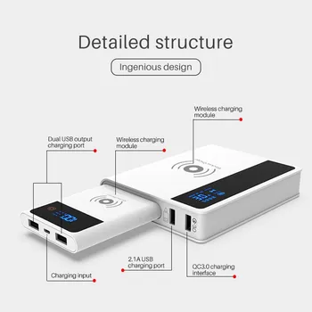 Juhtmeta Laadija Kolm Ühes USB Laadija QC3.0 kiirlaadimine Laadija Mobile Power Bank For Iphone 12 Pro max Xiaomi