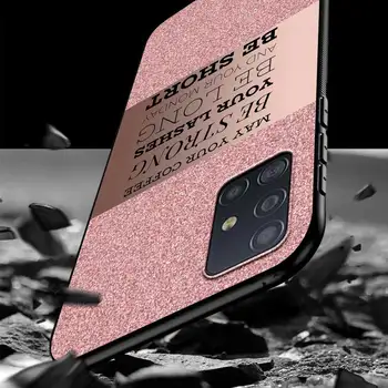 Kuld Roosa Roosa Glitter Süda Telefon Case for Samsung Galaxy A51 A71 A21s A31 A12 A41 A32 A02s A11 A72 A52 A42 5G A01 A91 Kate