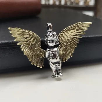 BOCAI Päris Puhas s925 hõbedane väike ingel Mees ripats isikupärastatud kampsun kett tarvikud lihtne õpilane tõusulaine paar ripats