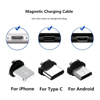 USLION 3 Tk Magnet Magnetic Plug laadimiskaabel Vihjeid Adapter 8 Pin Micro C-Tüüpi Magnet Pesa iphone Xiaomi Huawei