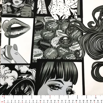 Must ja Valge Retro Pop Art Naine koomiksiraamat Prindi Microfiber Home Decor Tool Sofa Mööbel Nahkpolster Kangast Hoovis