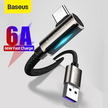 Baseus 6A USB Type C Kaabel Huawei P30 P40 Mate 40 30 Pro 66W Ülelaadimine Kiire Laadimine 3.0 Kiire Laadimine USB-C Kaabel-Laadija