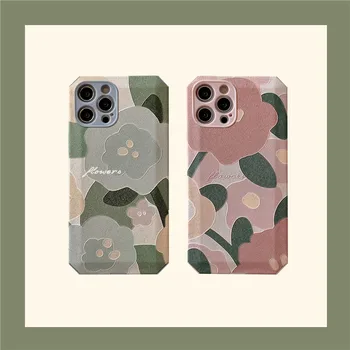 Retro Sweet spring mint-Roheline Lilled kunsti Telefon Case For iPhone 12 11 Pro Max Xr, Xs Max 7 8 Plus mini 12 X 7Plus juhul Armas Kate