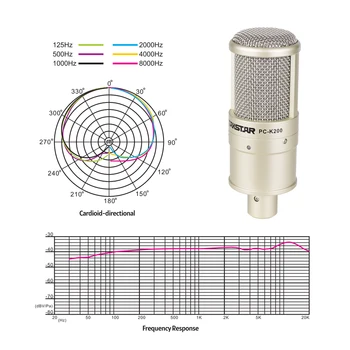 TAKSTAR PC-K200 Cardioid-directional Jahuti Salvestus Mikrofoni metallkonstruktsioon Lai sageduskarakteristik Šokk Mount