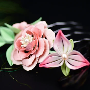 Magus roosa pakitud lill klambri külge DIY kit juuksed tarvikud traditsioonilise käsitöö silk tikandid niit lõpetamise lill