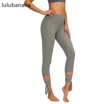 Lulubanana Jooga Püksid Naistele, Naiste Värviga Kõhn Tagumik Elastne Vabaaja Vasikas Risti Sidemega Fitness Treening Säärised