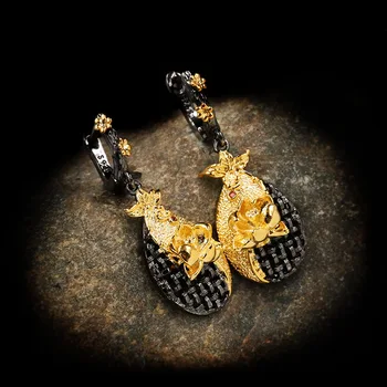 CIZEVA Bohemia Ehted Naiste Kaks Tooni Must Kuld Tilk Kõrvarõngad Vintage Elegantne Lill Tolknema Kõrvarõngad Sünnipäeva Kingitused