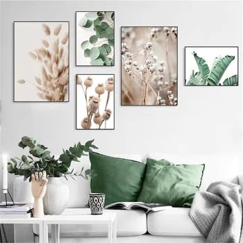 Jänese Saba Rohu Pilliroog Liiva Banana leaf Monstera Plakat Ja Pildid Seina Art Lõuend Maali Seina Pilte elutuba Home Decor