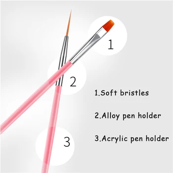 15tk UV Geel, Akrüül Küünte Art Pintsli Tööriista Komplekt Nail Liner Hari Joonistus Pliiatsi Punkti Disaini Maali Pen Maniküür Tööriist