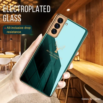 Luksus Case For Samsung Galaxy S21 Ultra Plus 5G Luksus Muster Karastatud Klaasi Katmine Serva Kate Samsung S21 Plus Ultra 5G