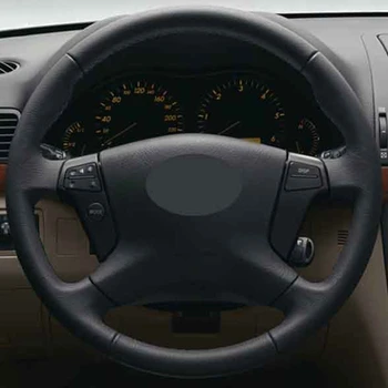 Auto Rooli Katta Käsitsi Õmmeldud Auto Rooli Katab DIY Pehme Must Ehtne Nahk Toyota Avensis 2003-2007