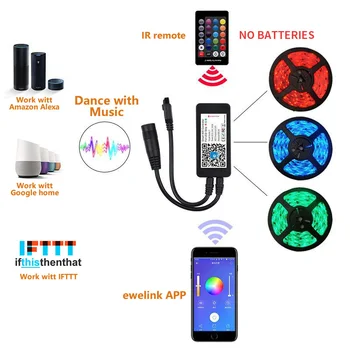 MOL eWeLink RGB LED Riba WiFi Kontroller, IR Remote APP hääljuhtimine Alexa Google ' i Kodu hääljuhtimine