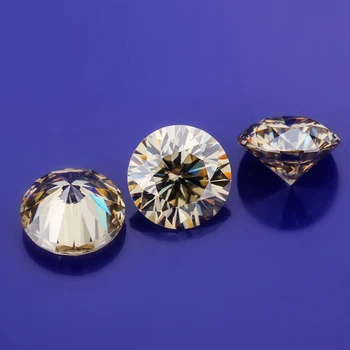 Letmexc Šampanja Moissanite Teemant kõrvarõngas Kivid 6,5 mm 1.0 ct VVS1 Ring Suurepärane Lõika Custom Ehteid Tehes gra mängud Aruanne