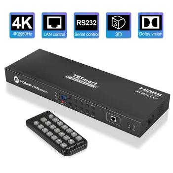 8-Port KVM HDMI 2.0 Lüliti Lülitab Box Toetab 4K@60hz 4:4:4 HDCP 2.2 RS232