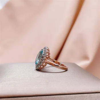 Bague Ringen klassikaline hõbe 925 ehted ringi ovaalse kujuga Aqua Blue värvi kivid 5A tsirkoon silver sõrm trahvi ehteid kingitus