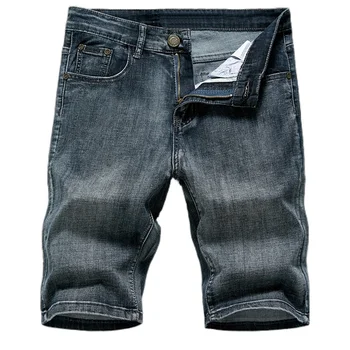 Denim lühikesed püksid meeste 2021 suvel uus sirge vabaaja venitada slim viie punkti denim püksid mood meeste riided pluss suurus lühikesed püksid