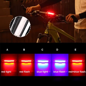 USB Laetav Jalgratta Led-Sinine Punane Dual Värv Temperture Veekindel Jalgrattasõit Taillight Bike Valgus Mälu Functionv9c