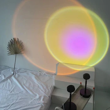 Sunset Projektor Led-Atmosfääri Öö Valguses Vikerkaar Värviline Projektsioon USB Tabel Lamp Taust Kodu Kaunistamiseks