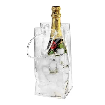 PVC lekkimiskindlates jää kott, läbipaistva jää kaasaskantav kott jää bucket vein, šampanja pudel jahedamaks, mille käepide baari poole.