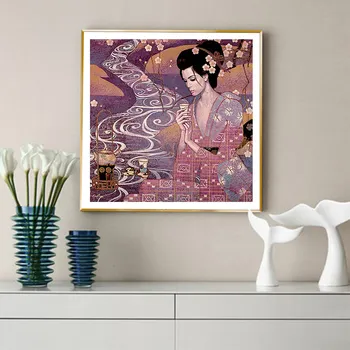 Jaapani Geisha Naine Diamond Maali Portree Ringi Täis Puurida 5D Nouveaute DIY Mosaiik Tikandid ristpistes Home Decor Kingitused