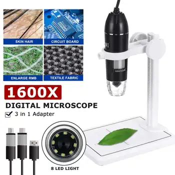 3 IN 1 1600X 2MP 1080P Digital Microscope Tüüp-C/Micro-USB-Luup Elektroonilise Endoscope Laboris PC Elektroonilise Remont