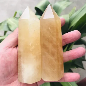 Suured looduslik kollane kaltsiit võlukepp punkti reiki tervendav quartz crystal tower vaimne spar obelisk meditatsiooni wicca gemstone