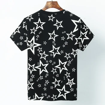 2021 uue Euroopa ja Ameerika meeste riideid täis star print ikoon Noorte Populaarne T-särk, lühikesed varrukad ümber kaela trend puuvill