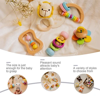 1 Komplekt Baby Heegeldatud Mänguasjad, Kõristid Loomade Haarata Mängida Mängu Närimiseks Imiku Alguses Muusikaline Montessori Jalutuskäru Mänguasi Kingitused