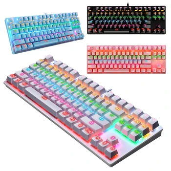 Mängude Mehaaniline klaviatuur K550 87 Võtmed USB-Kaabel-RGB-Tagantvalgustusega Sinine Mehaaniline Klaviatuur Lülitub