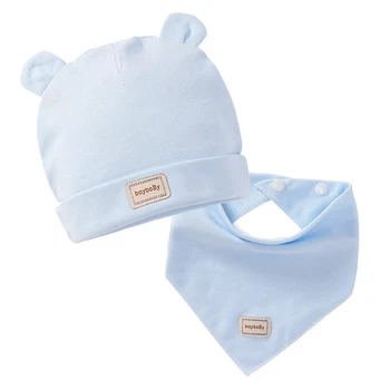 Vastsündinud Imiku Elastne Headscarf Roosa Kollane Ja Taevas Sinine Topelt Kiht Puuvillane Beebi Mütsid&Mütsid Baby Pudipõlled Komplekt