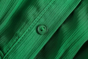 Za girl dress 2021 suvel moe roheline väike plisseeritud midi kleit retro V-kaeluse, lühikeste varrukatega talje elegantne pidulik naiste pikk kleit